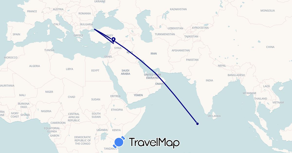 TravelMap itinerary: driving in United Arab Emirates, Maldives, Syria, Turkey (Asia)